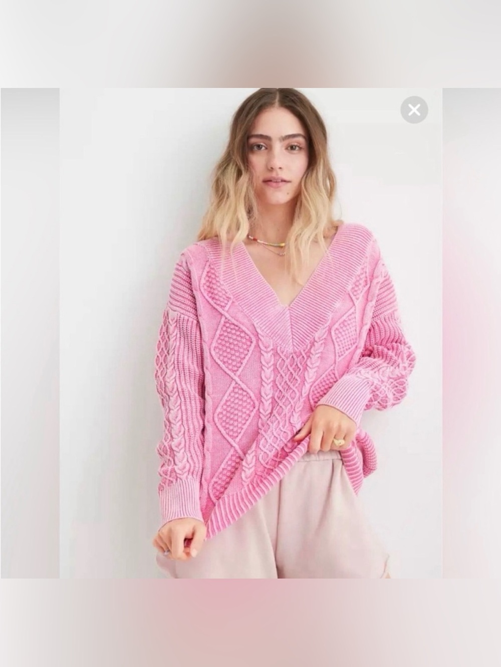 Aerie Oversized Cotton Cable
Knit Sweater size xs